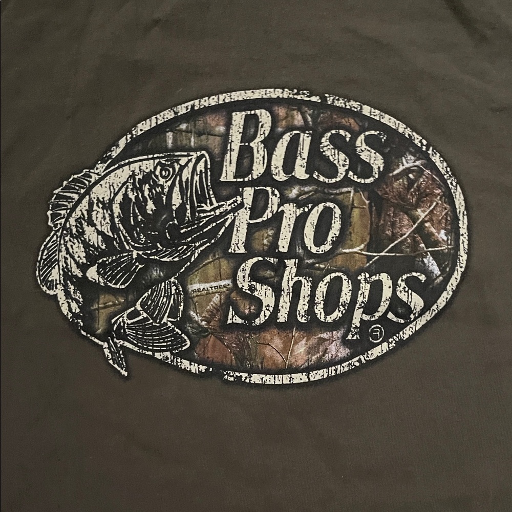 Bass Pro Shops Olive Green Graphic Tee Small - Picture 3 of 4